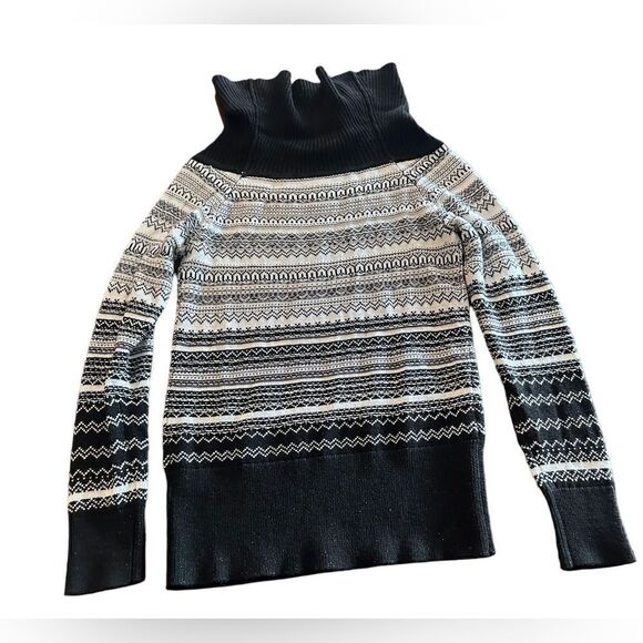 WHBM Winter Holiday Cowl Neck  Off Shoulder Fair Isle Wool Blend Sweater Size S - Picture 13 of 16